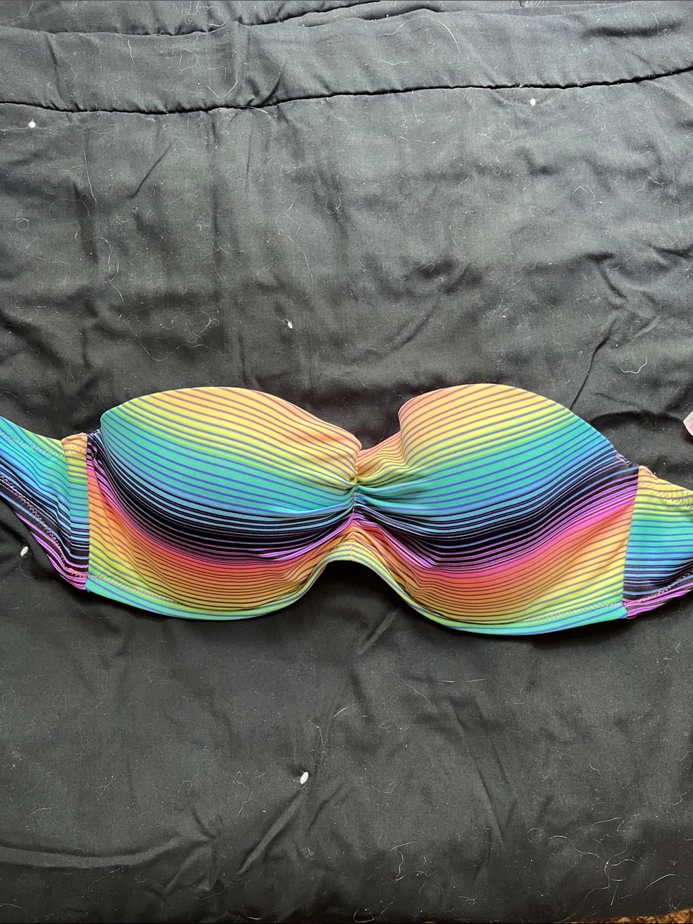 Victoria's Secret Rainbow Ribbed Bandeau Bikini Top - Multicolor Stripes